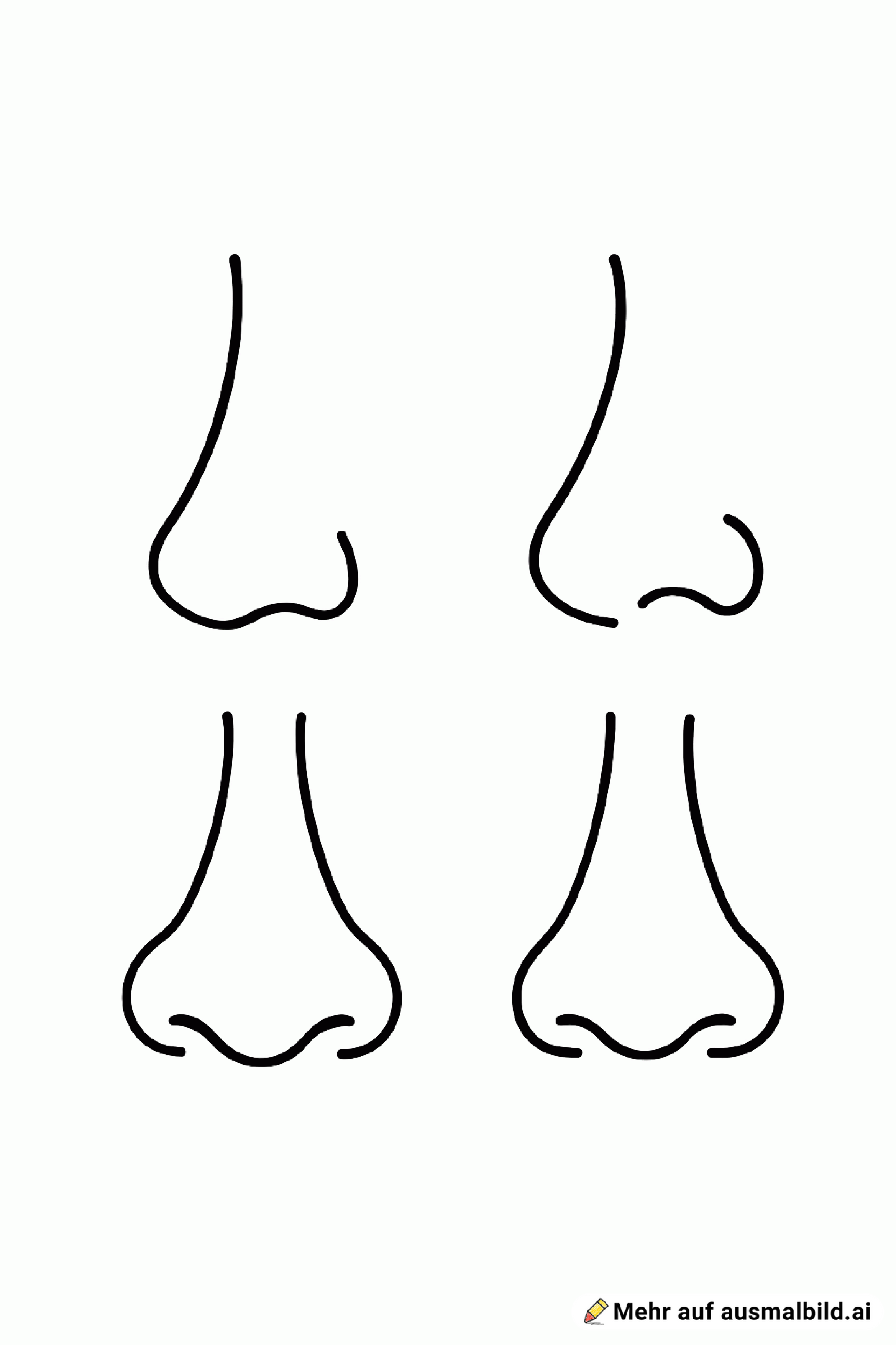 Leitung zum Zeichnen einer Nase. Schritt für Schritt.