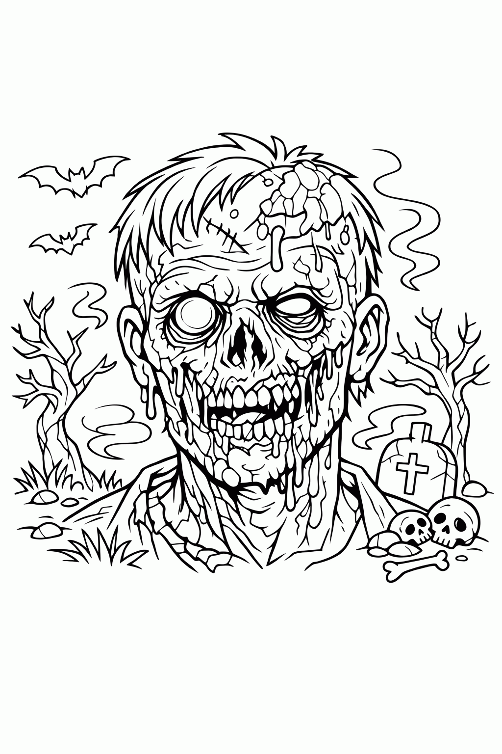 Detaillierte Zombie-Malvorlagen für Kinder zum Ausdrucken
