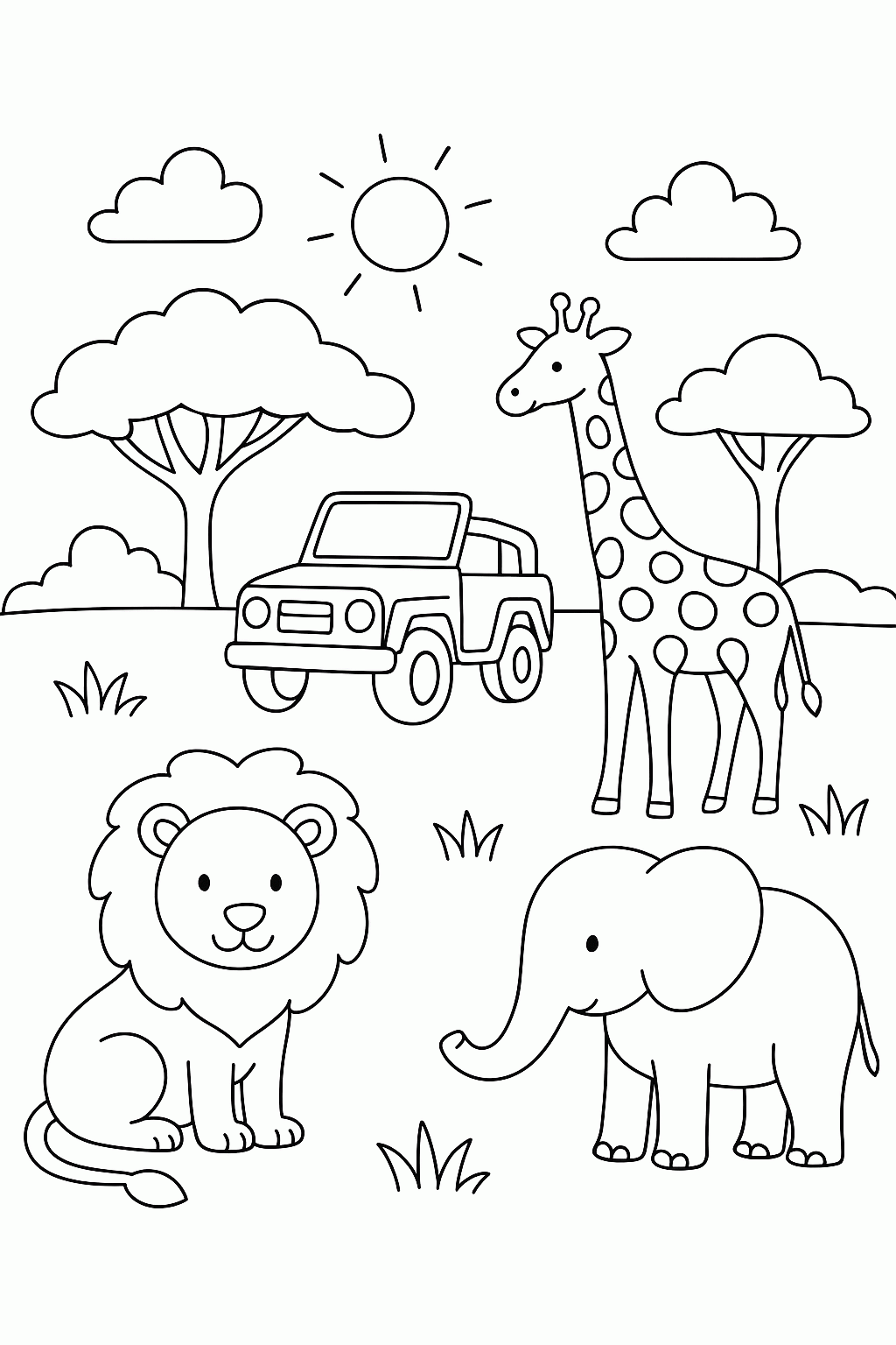 Kostenlose Safari Malvorlagen für Kinder zum Ausdrucken