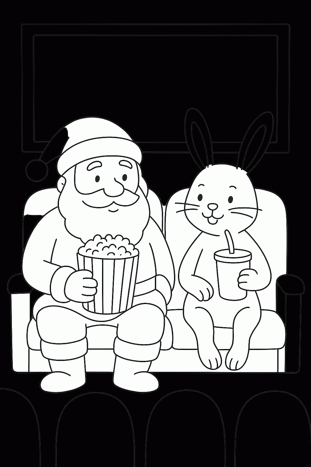 Weihnachtsmann und Osterhase im Kino Malvorlage