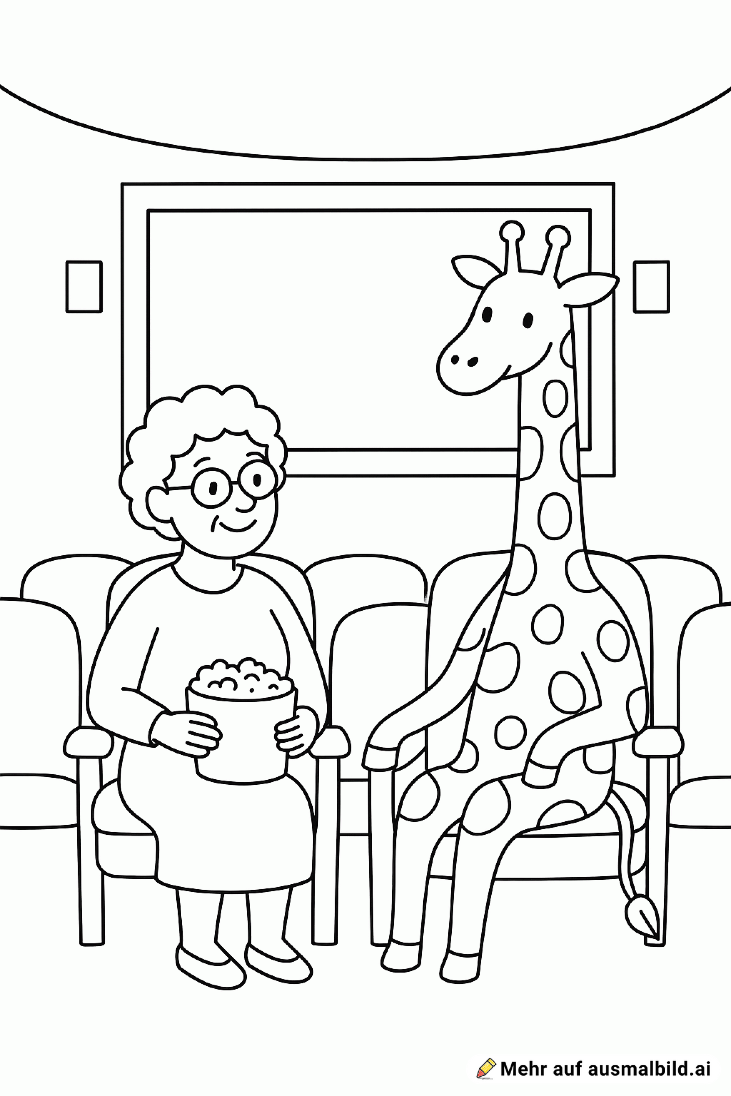 Eine Oma die so groß ist wie eine Giraffe im Kino.