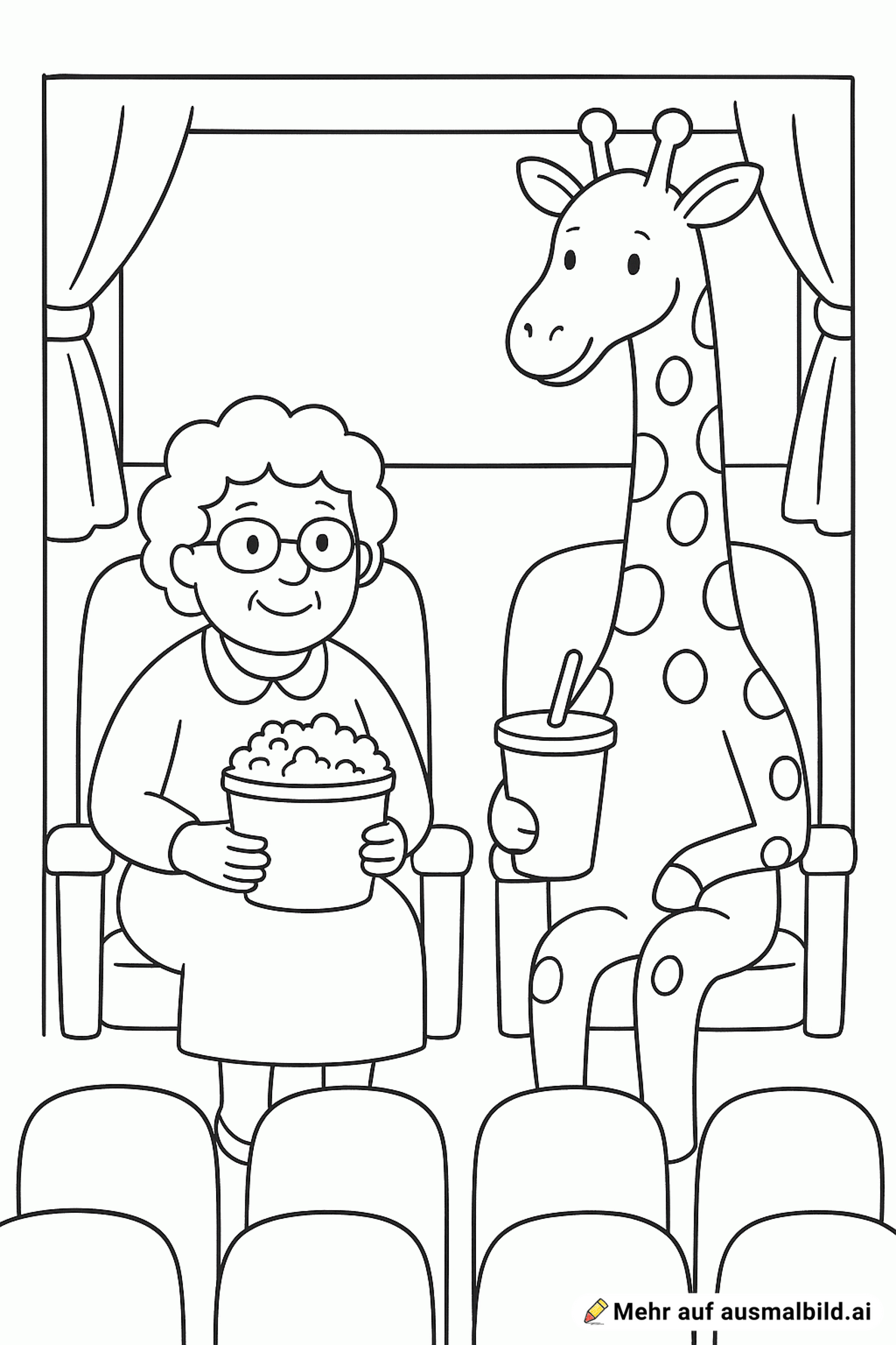 Eine Oma, die so groß ist wie eine Giraffe, im Kino.