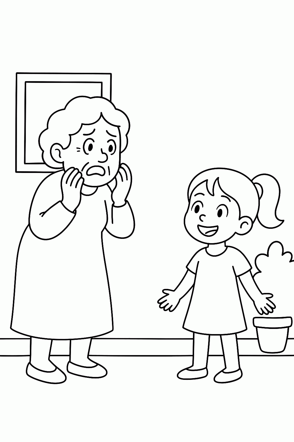 Kostenlose Malvorlage: Oma hat Angst vor Nele