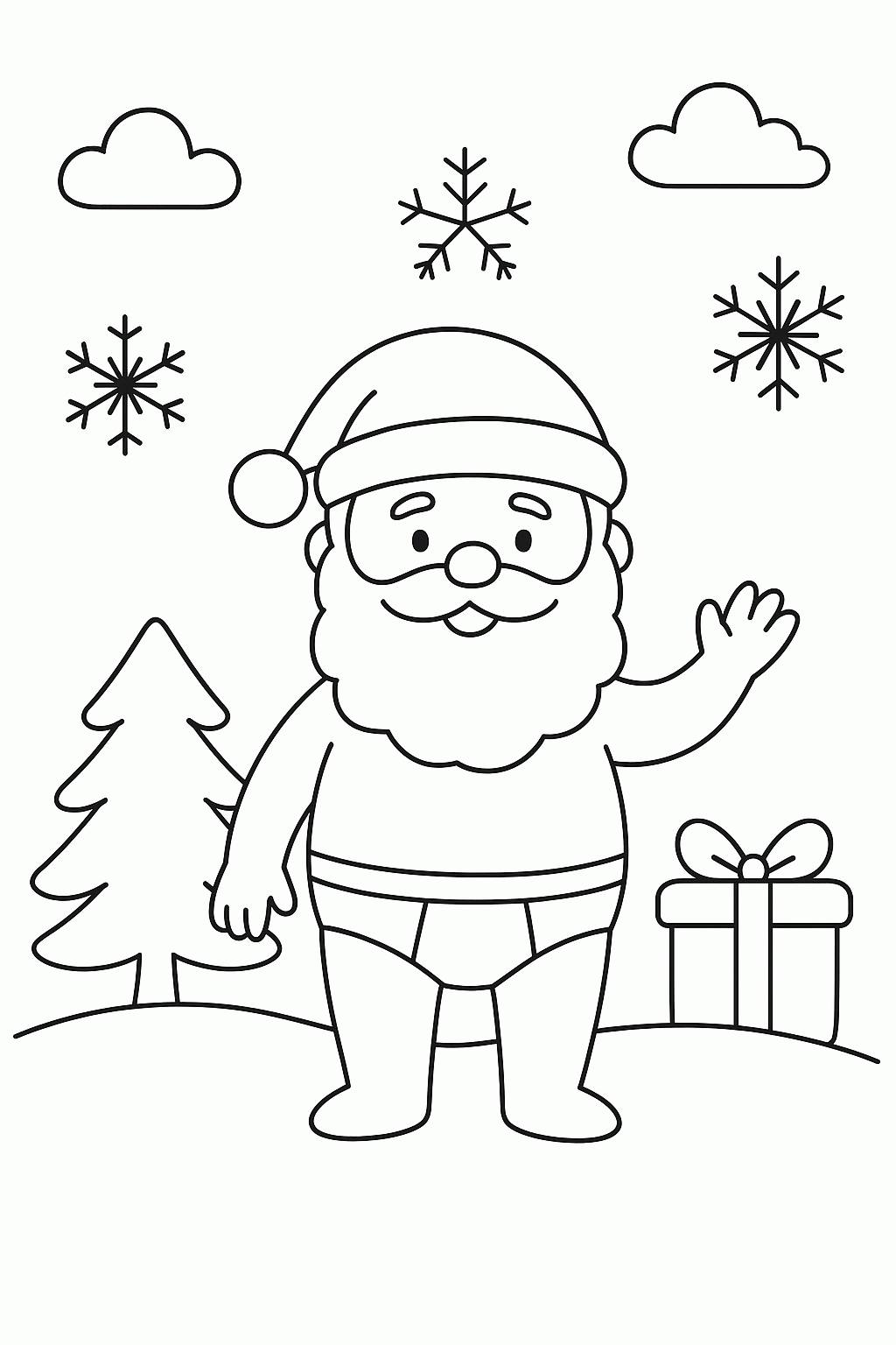 Weihnachtsmann Malvorlage – Kostenlos Ausdrucken und Ausmalen