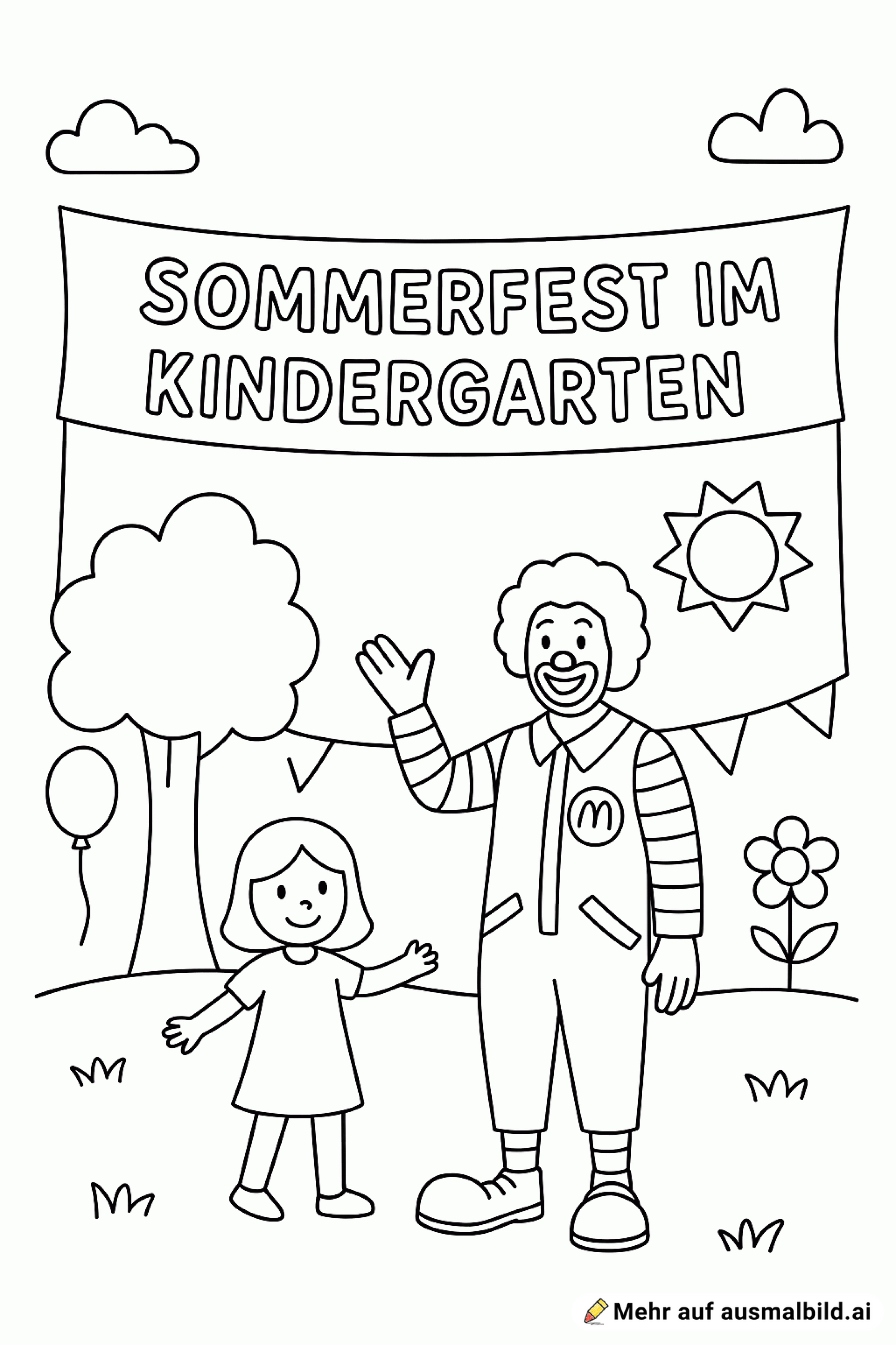 Sommerfest im Kindergarten mit Ronald McDonald.