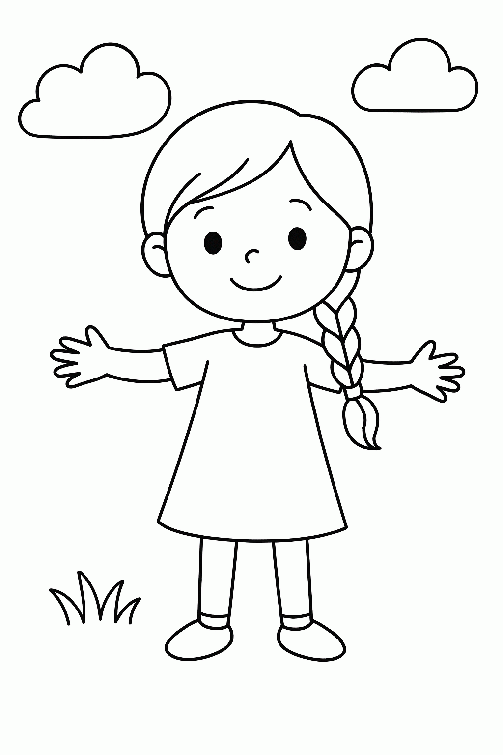 Kostenlose Malvorlagen für Mädchen: Ausmalbild mit Zopf