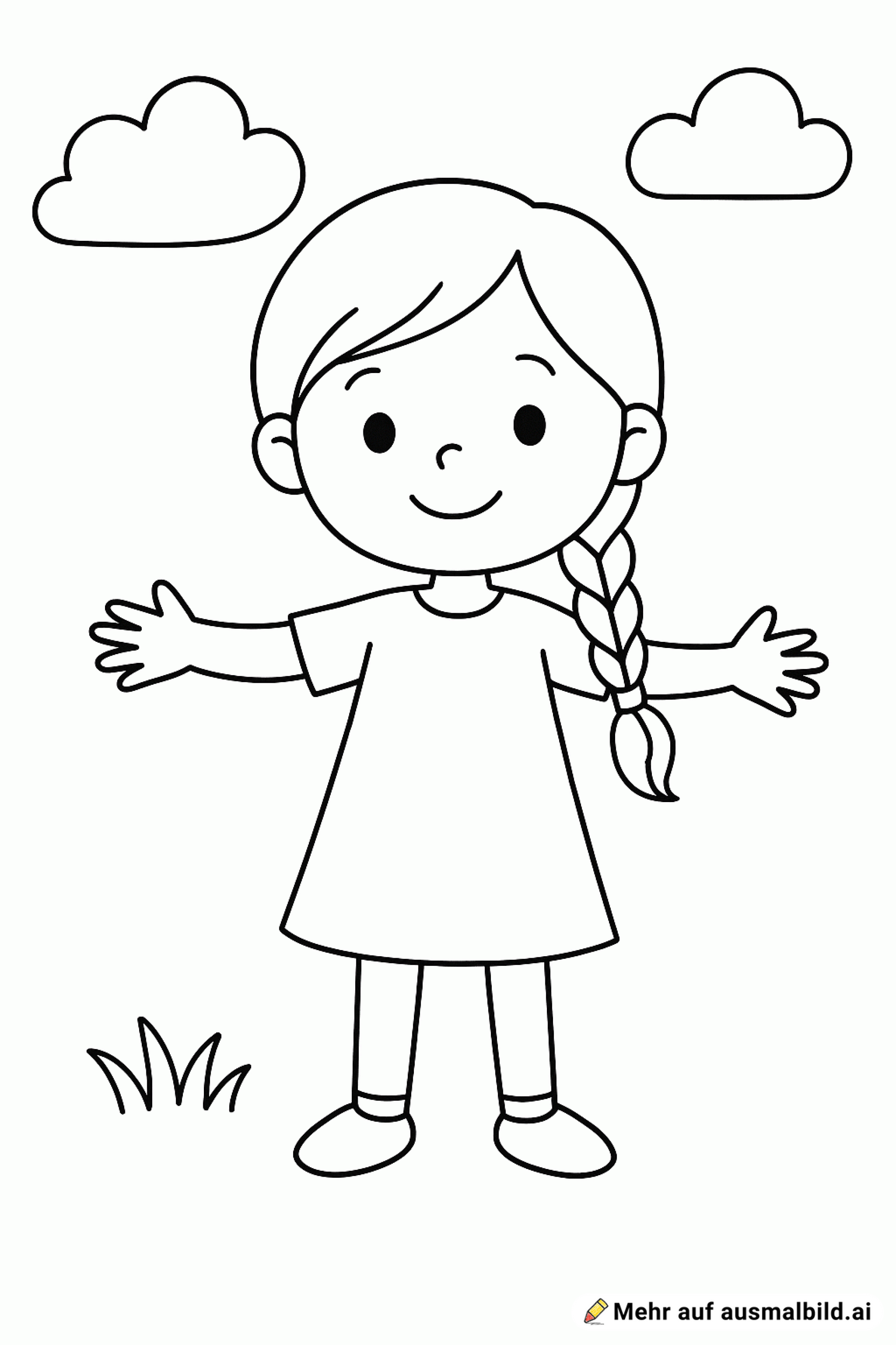 Ein vierjähriges Mädchen mit langen Haaren und einem Zopf.