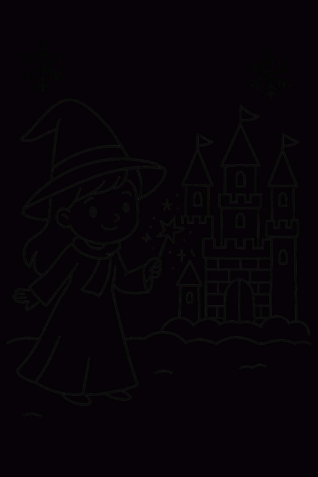 Malvorlagen: Zauberin und Eisschloss zum Ausdrucken