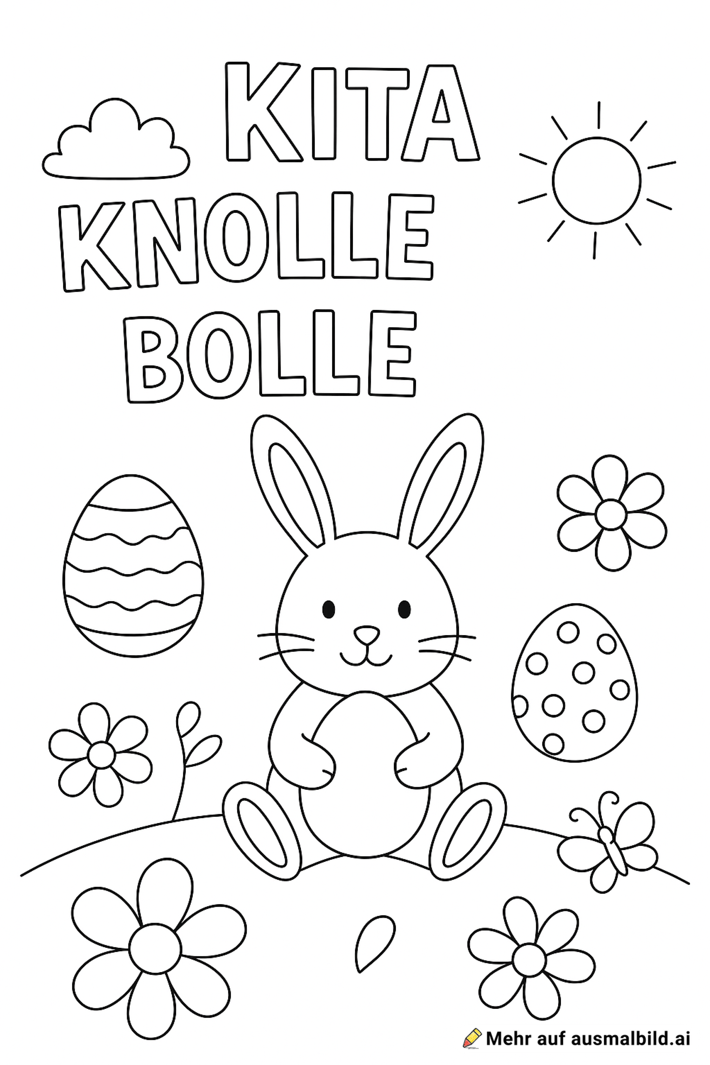 Osterfest mit großem Schriftzug Kita Knolle Bolle