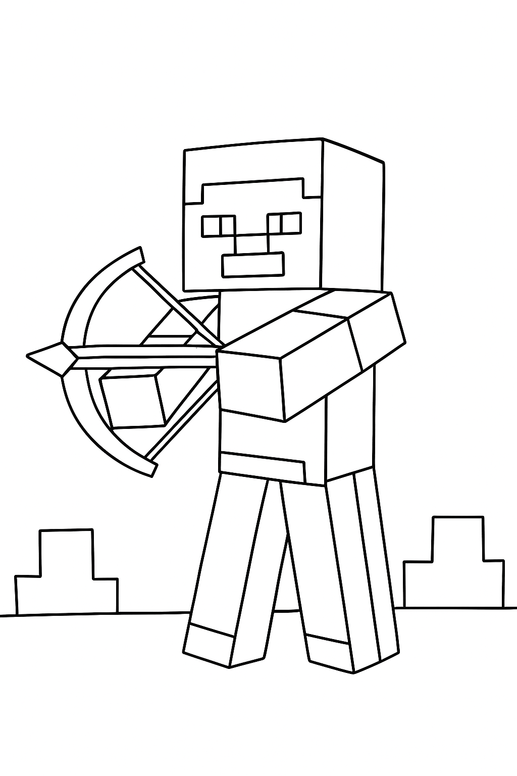 Kostenlose Minecraft Malvorlage: Figur mit Armbrust