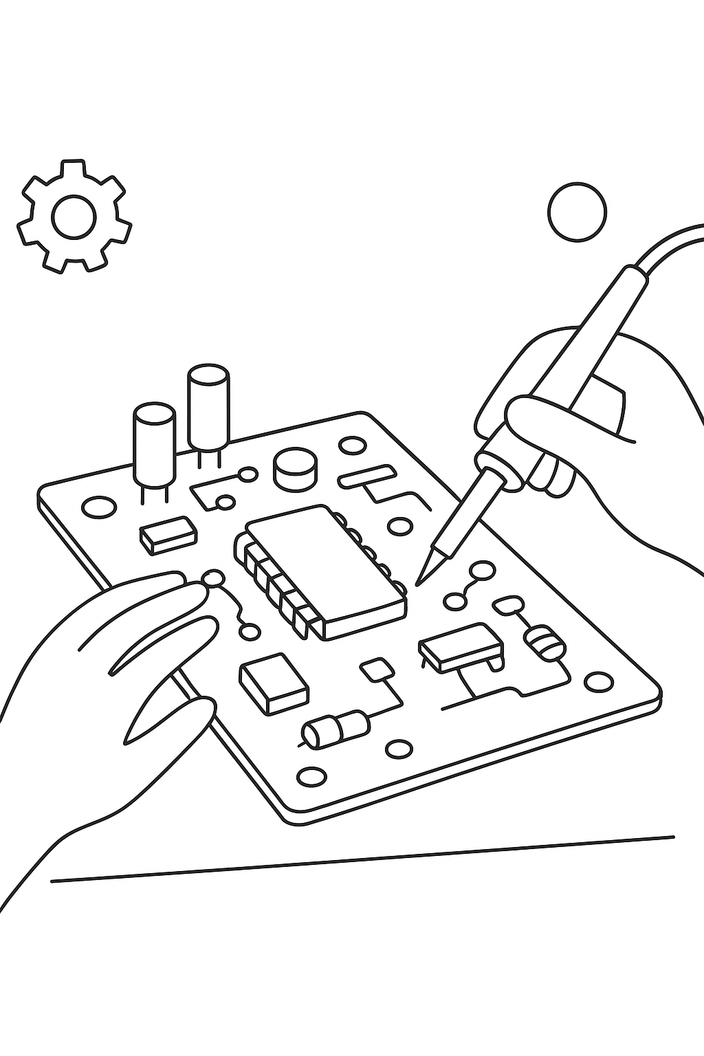 Malvorlagen für Kinder: Elektroplatine zum Ausmalen