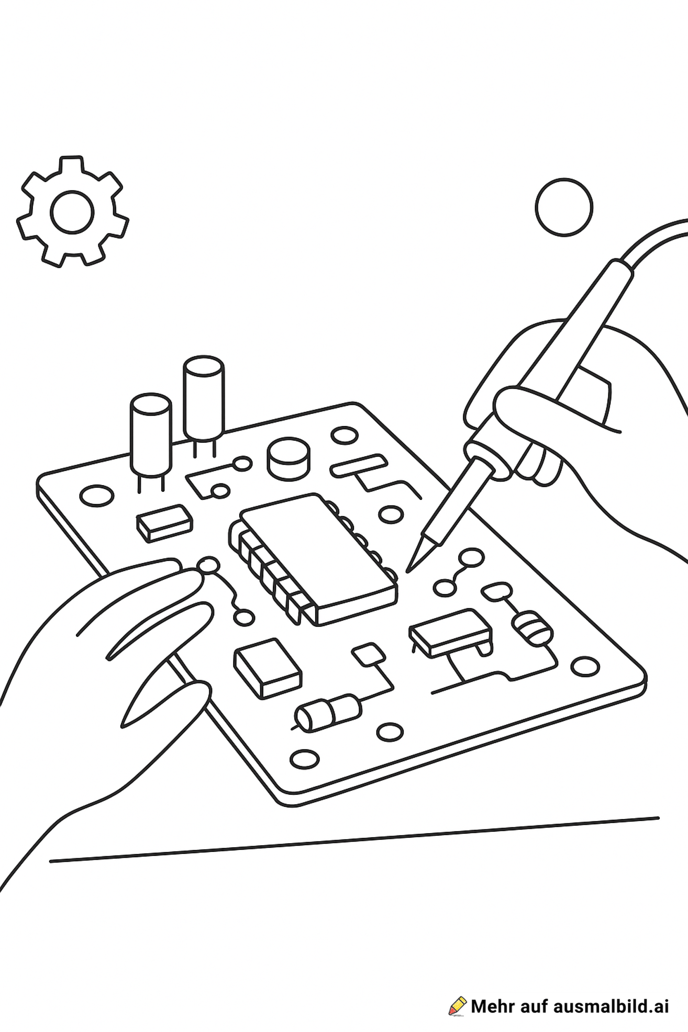 elektroplatine, die gerade bearbeitet wird