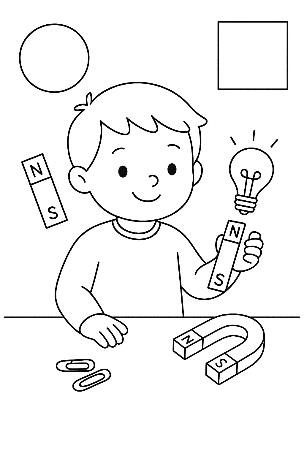 Kostenlose Malvorlagen: Experiment mit Magneten für Kinder
