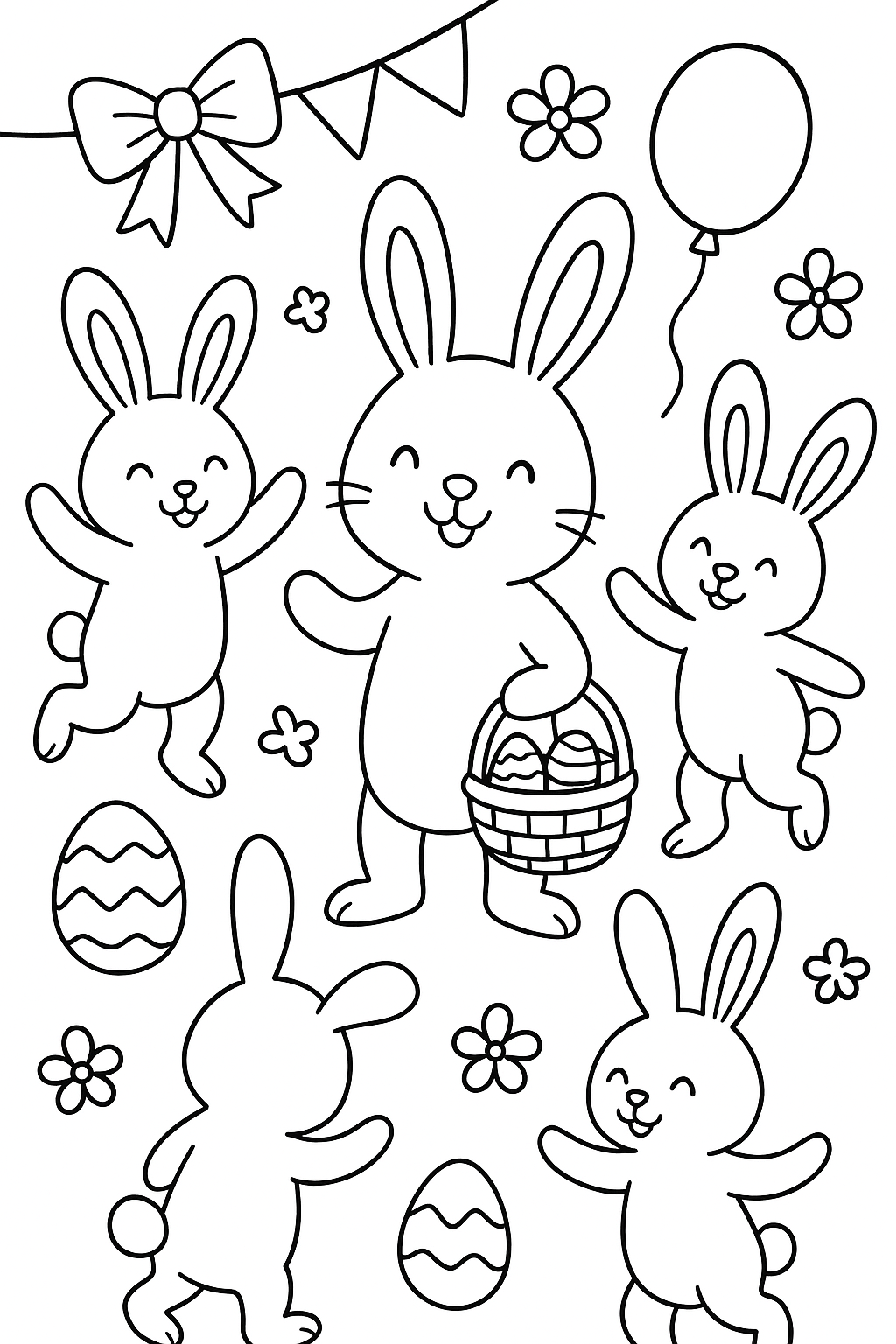 Osterhasenparty - Kostenlose Malvorlagen für Kinder