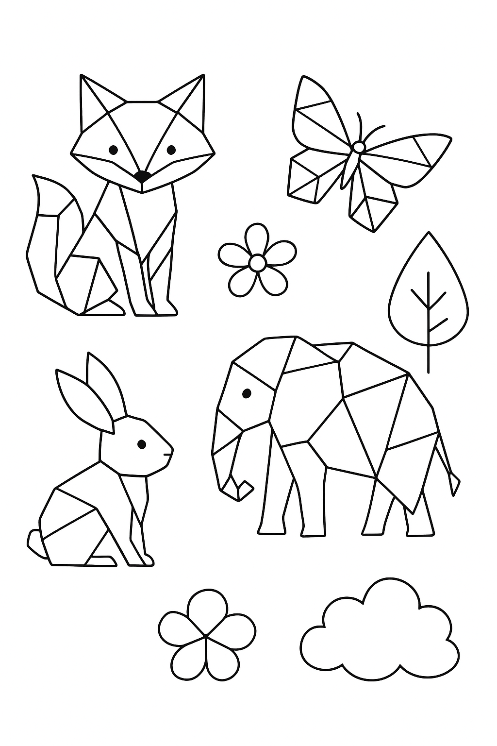 Polygonale Tiere Malvorlagen - Kostenlos Ausdrucken