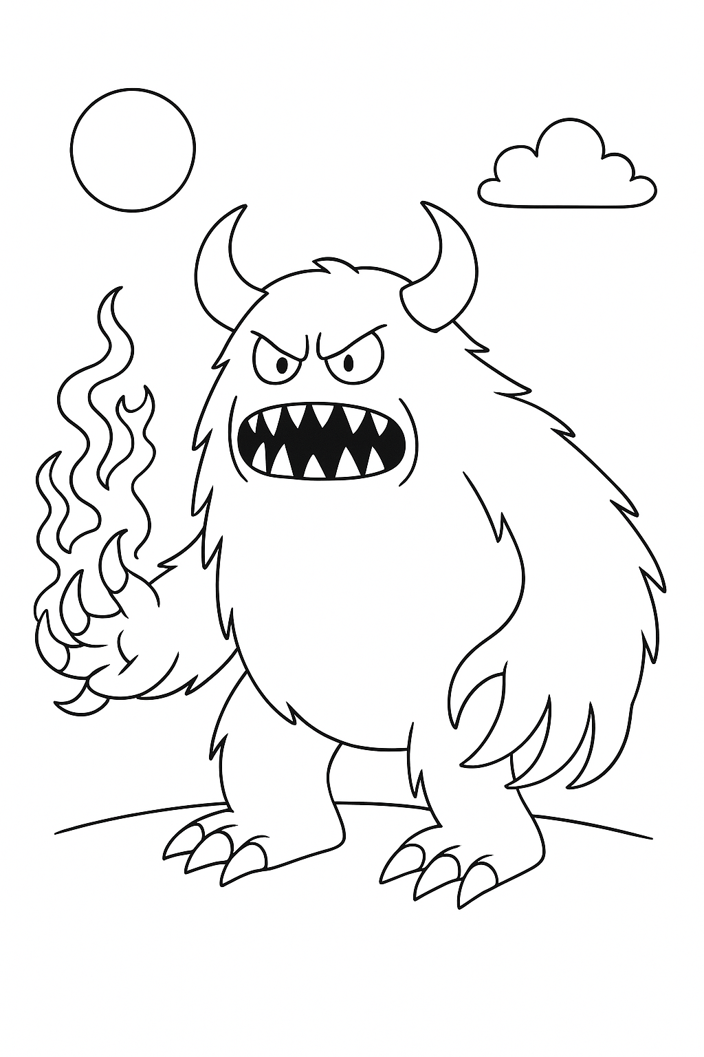 Furchteinflößendes Monster Ausmalbild für Kinder