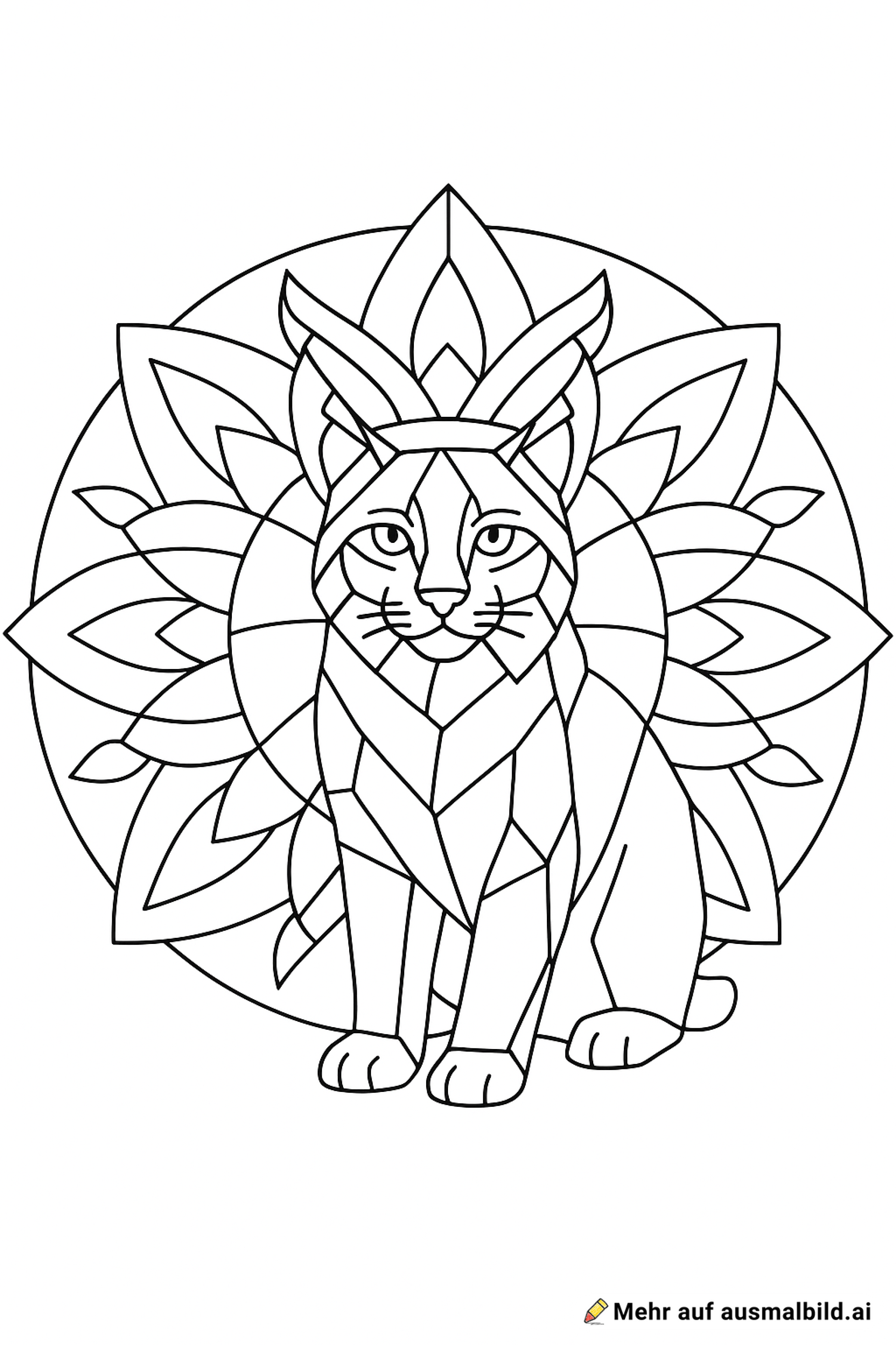 luchs im polygon mandala stil