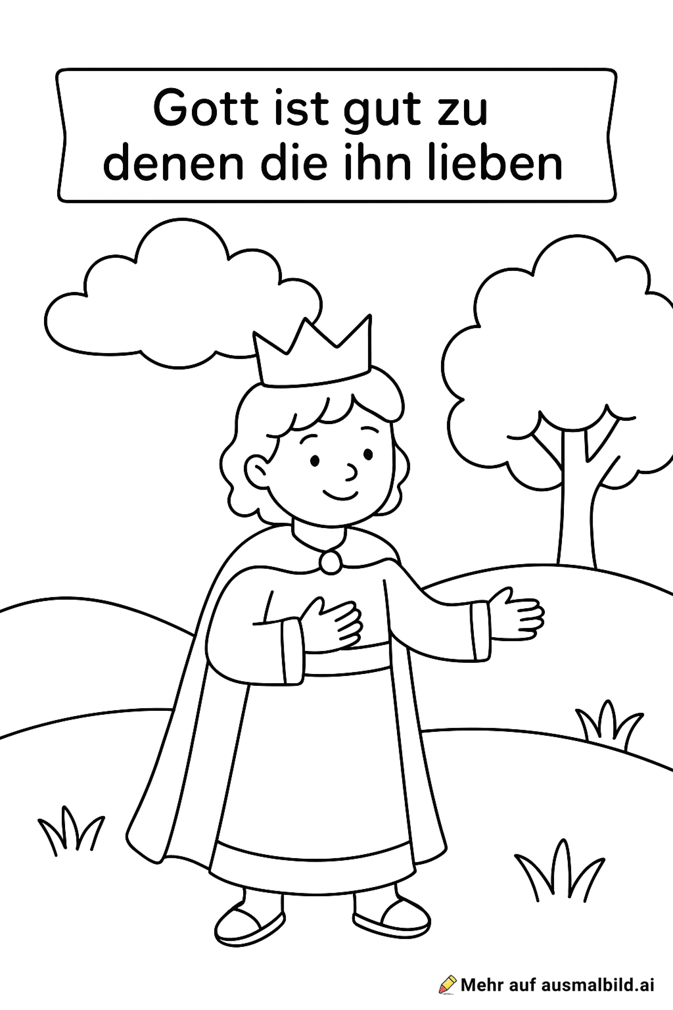 König Joas mit dem Bibelvers "Gort ist gut zu denen die ihn lieben"