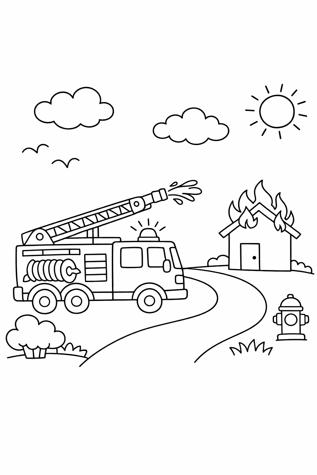 Feuerwehrwagen Malvorlagen für Kinder – Kostenlos Ausdrucken