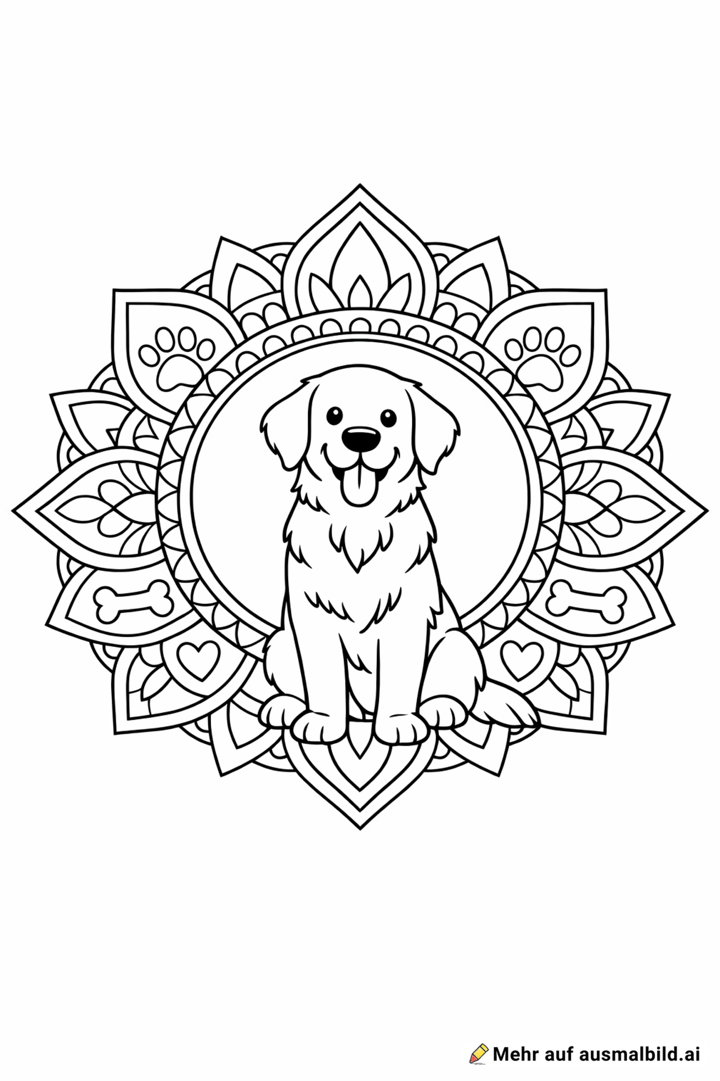 Ein Mandala mit einem Retriever