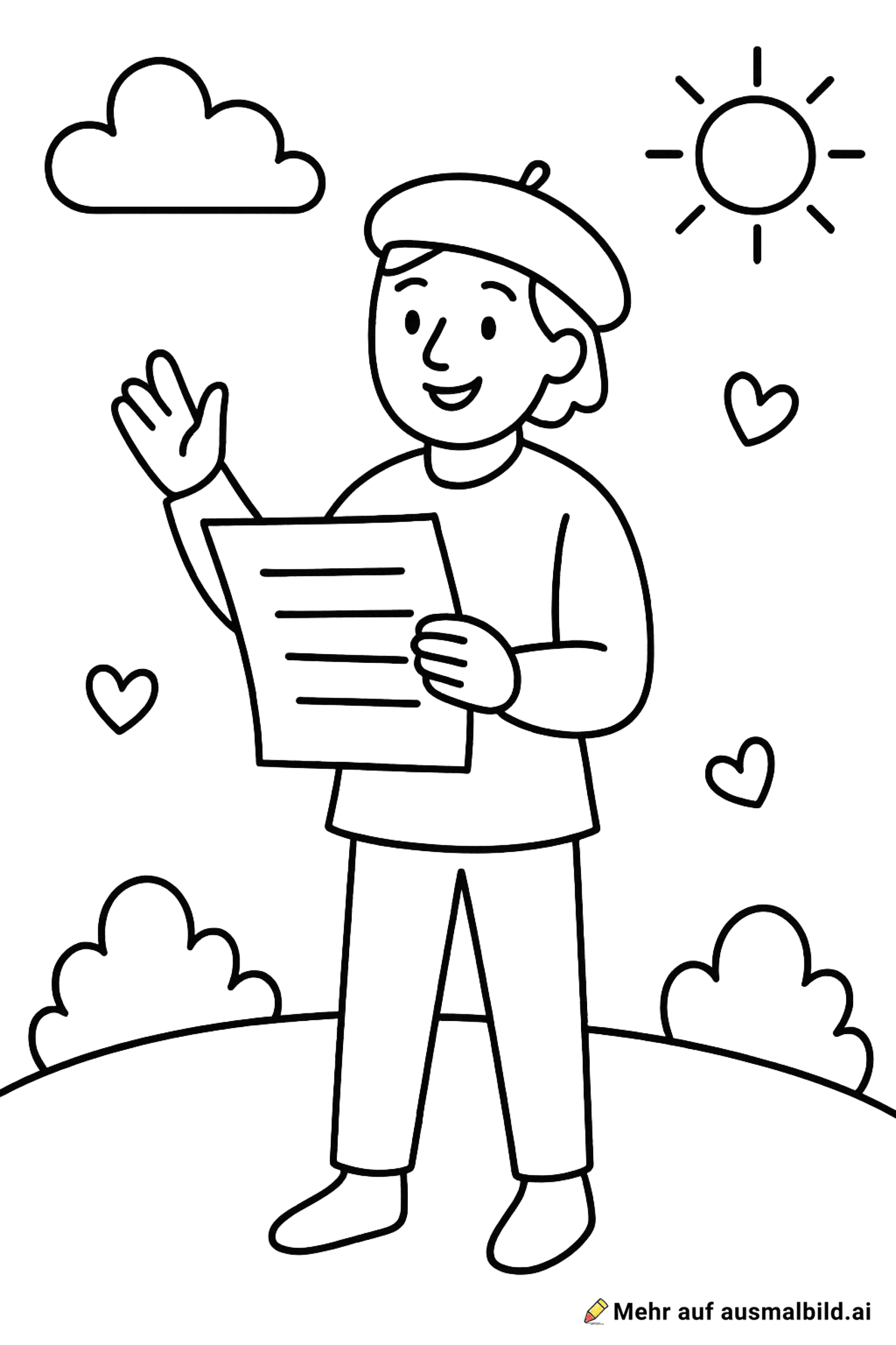 erstelle eine Grafik als ausmalbild Poemen mit