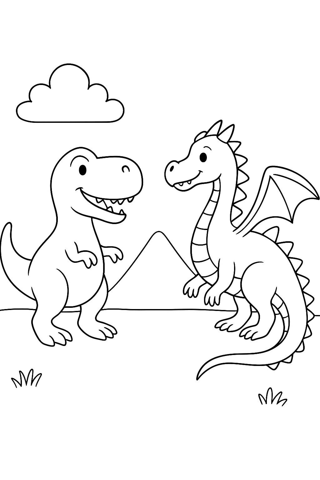 Kostenlose T-Rex und Drachen Malvorlagen zum Ausdrucken
