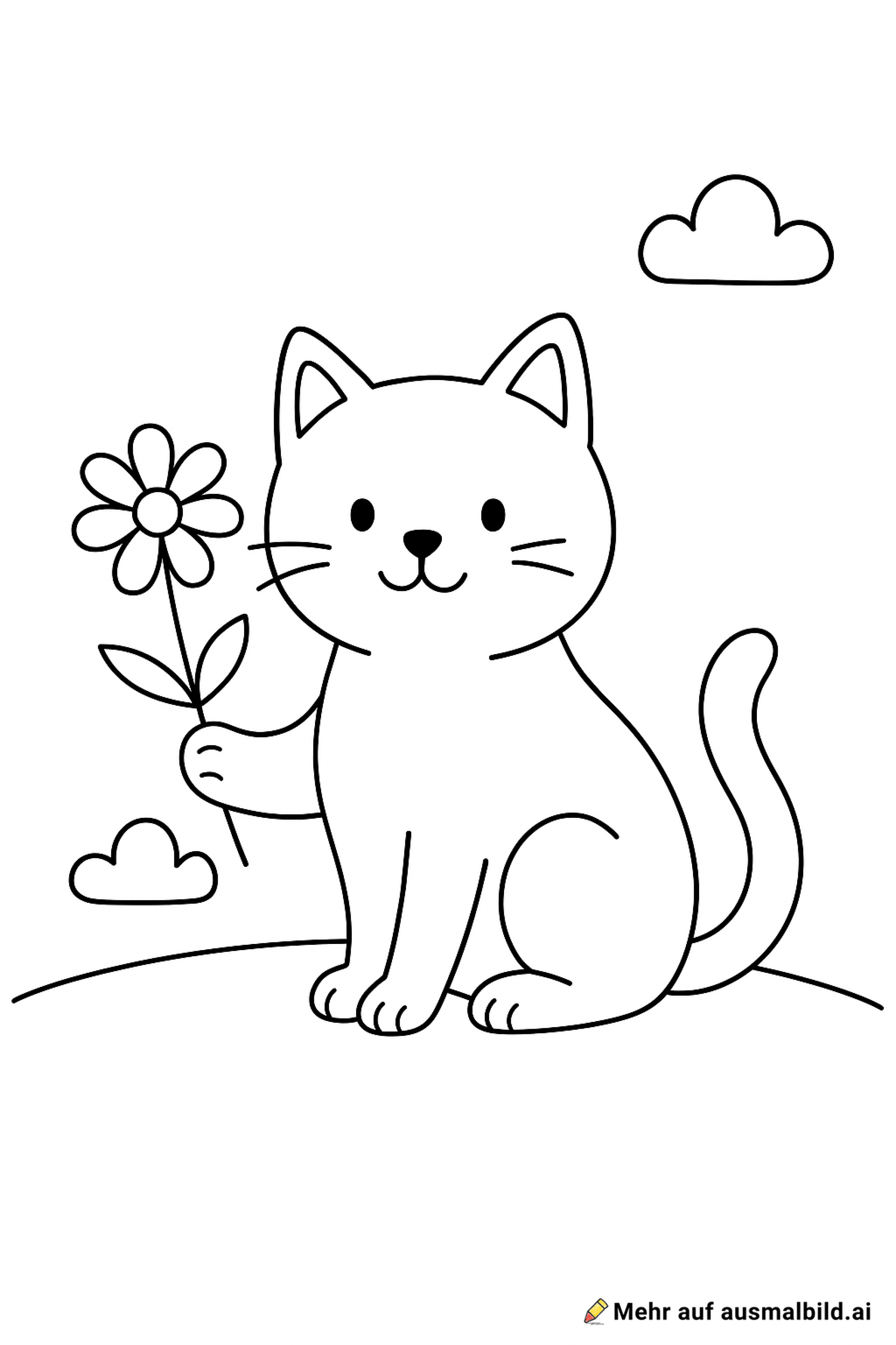 Katze mit eine blumewisse