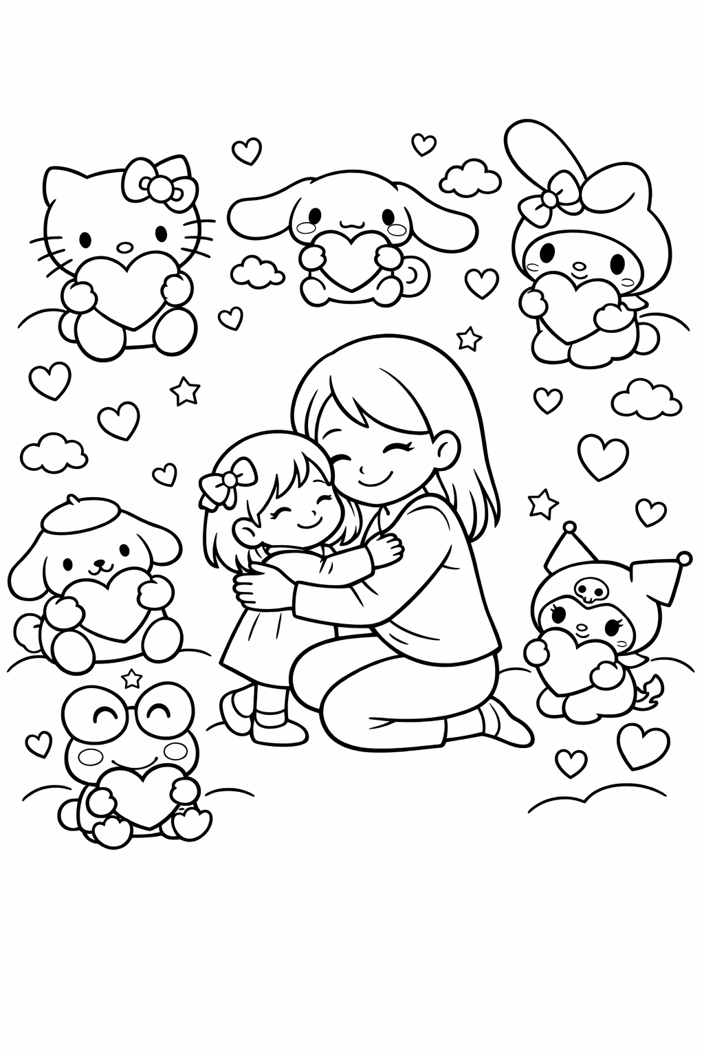 Kostenlose Malvorlagen von Sanrio Charakteren zum Ausdrucken
