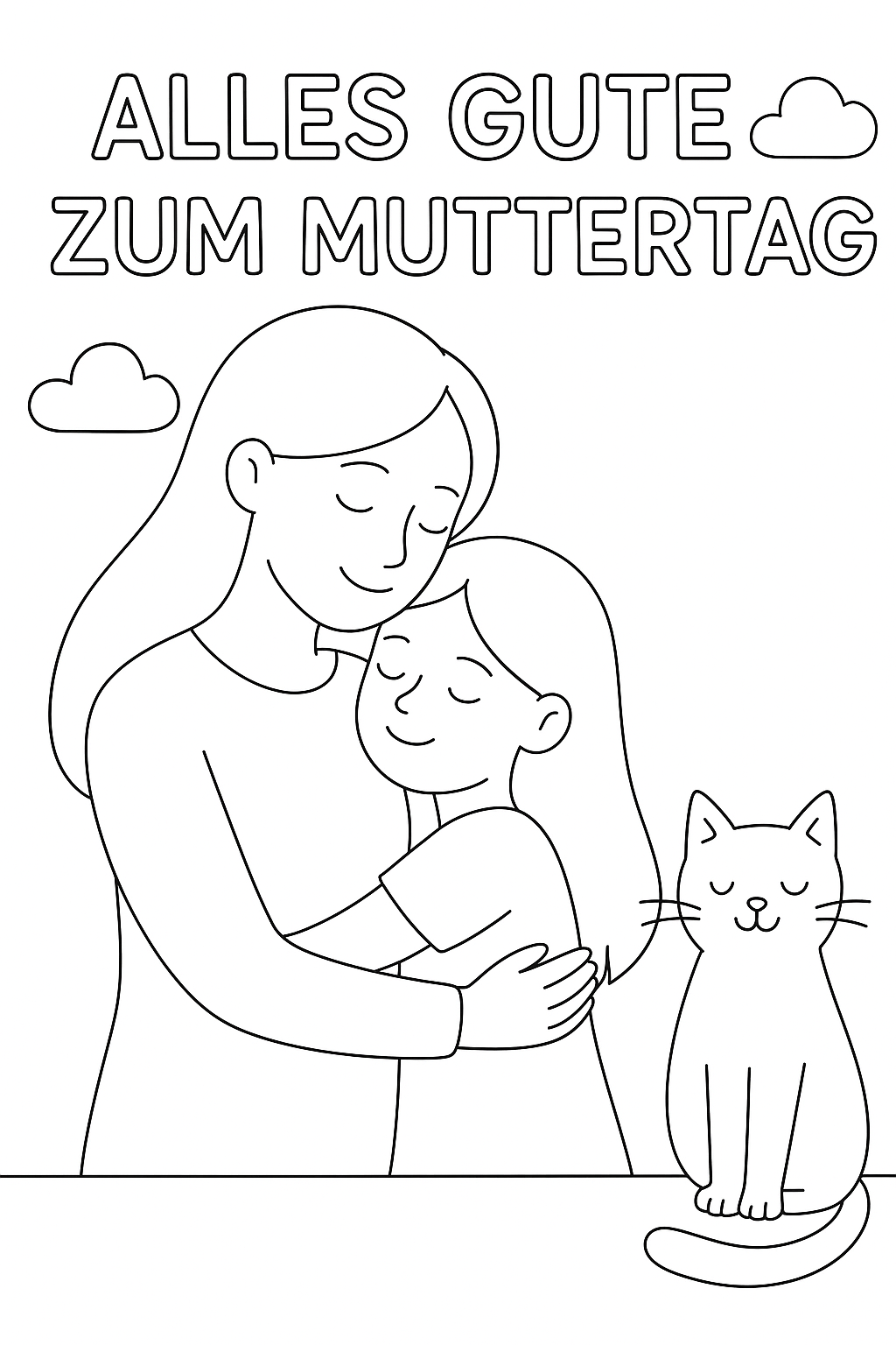 Kostenlose Malvorlage zum Muttertag für Kinder