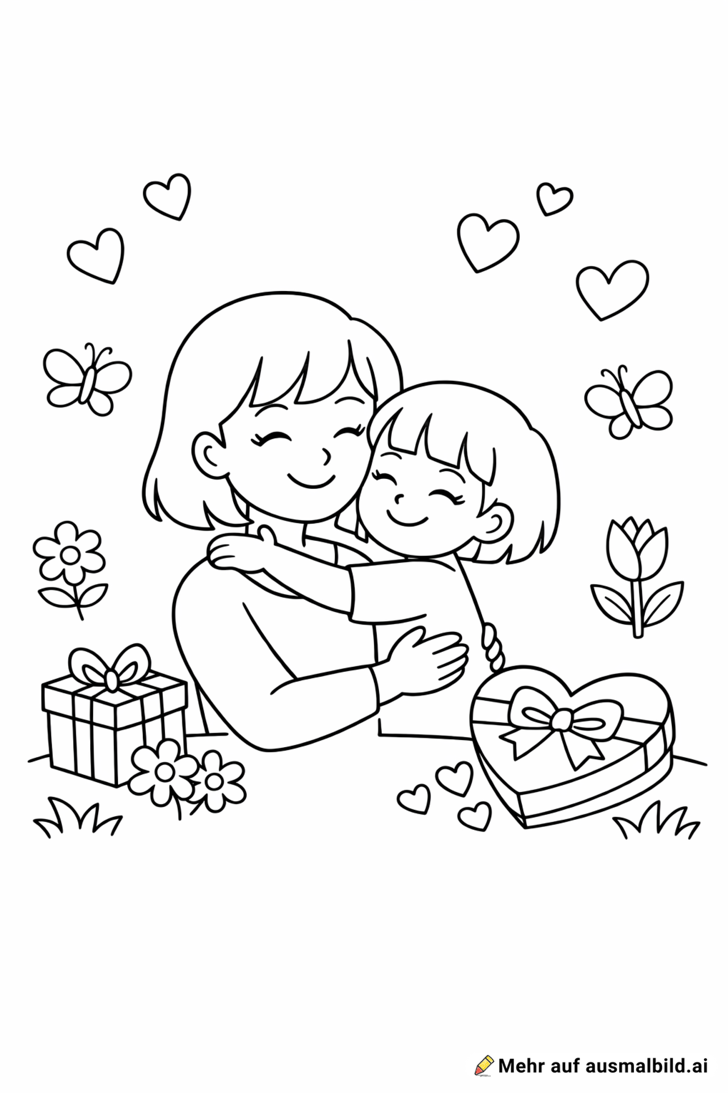 Muttertag mama mit mädchen kurzen haaren und pony