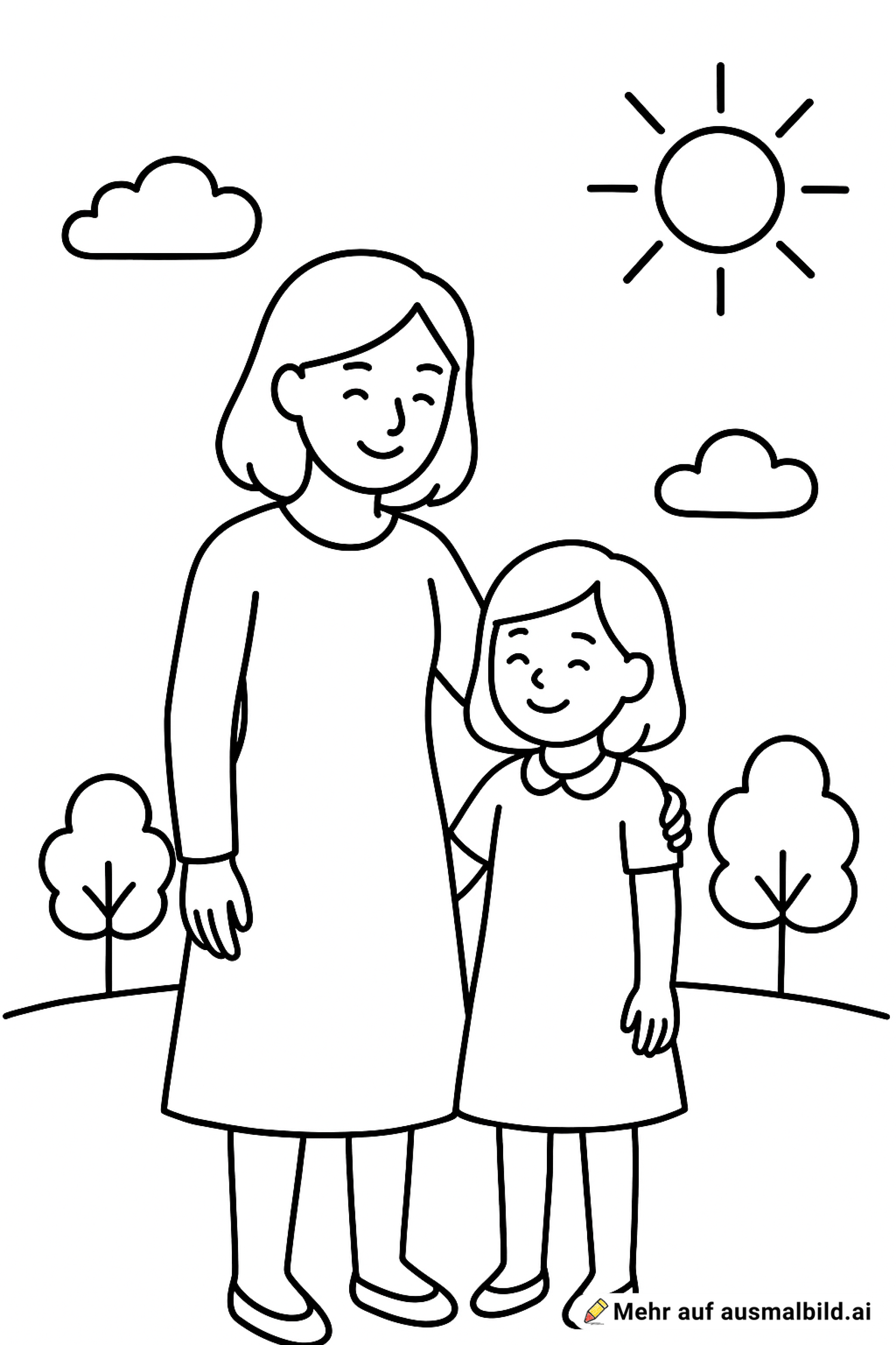 Mit meiner mama und ein Mädchen