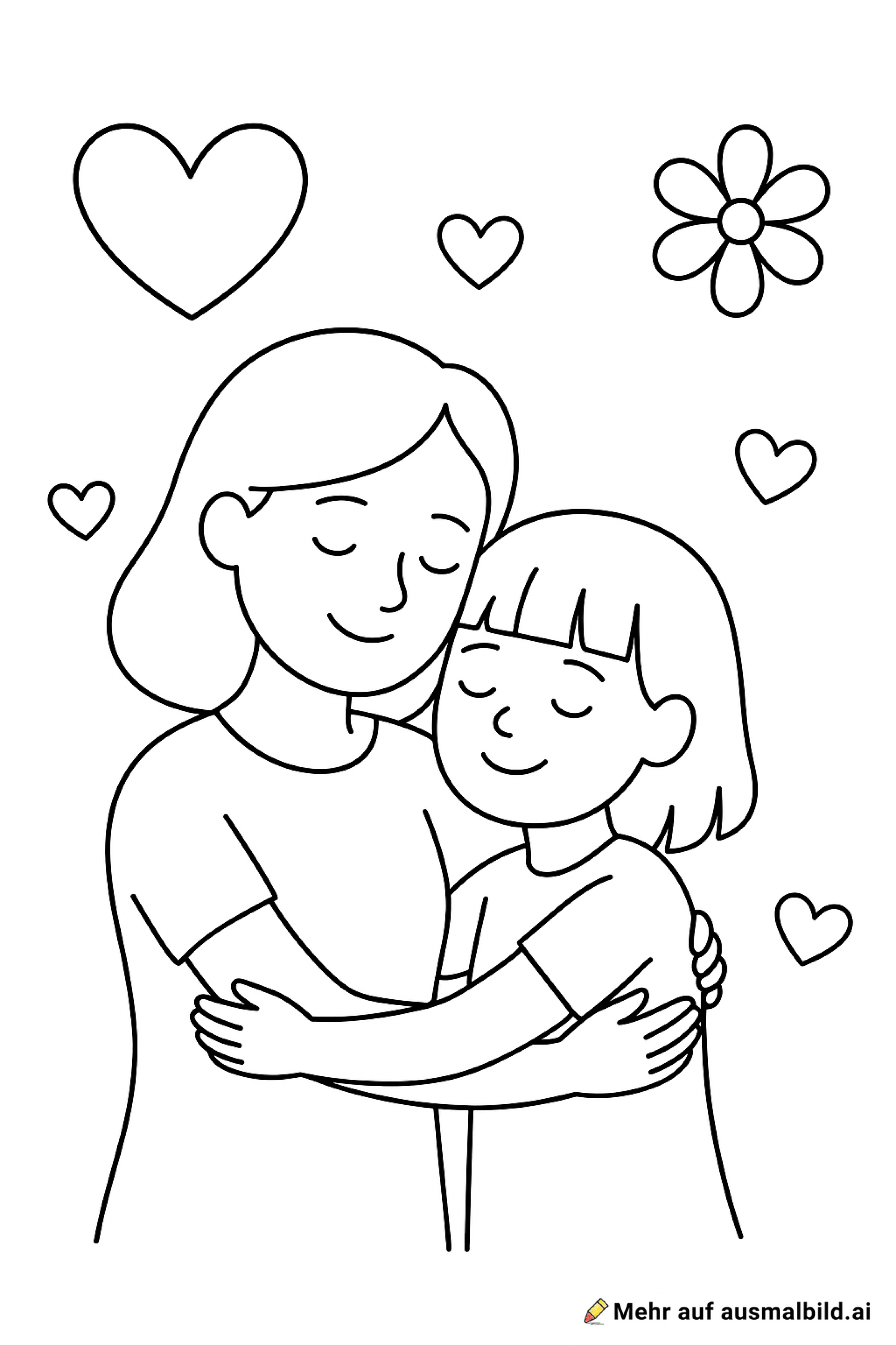 Muttertag mama und mädchen mit kuzen haaren und stirnfranzen