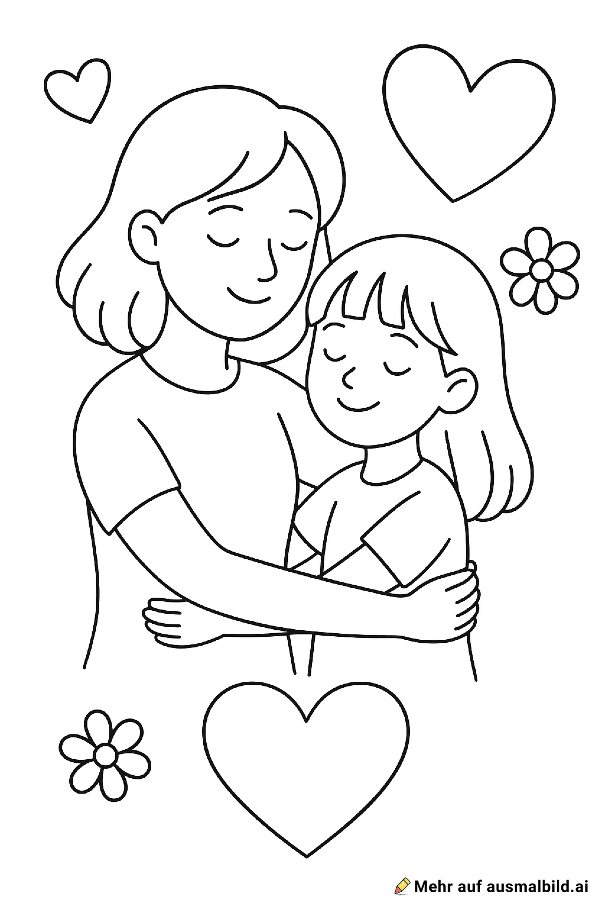 Muttertag mama und mädchen mit mittelangen haaren haaren und stirnfranzen