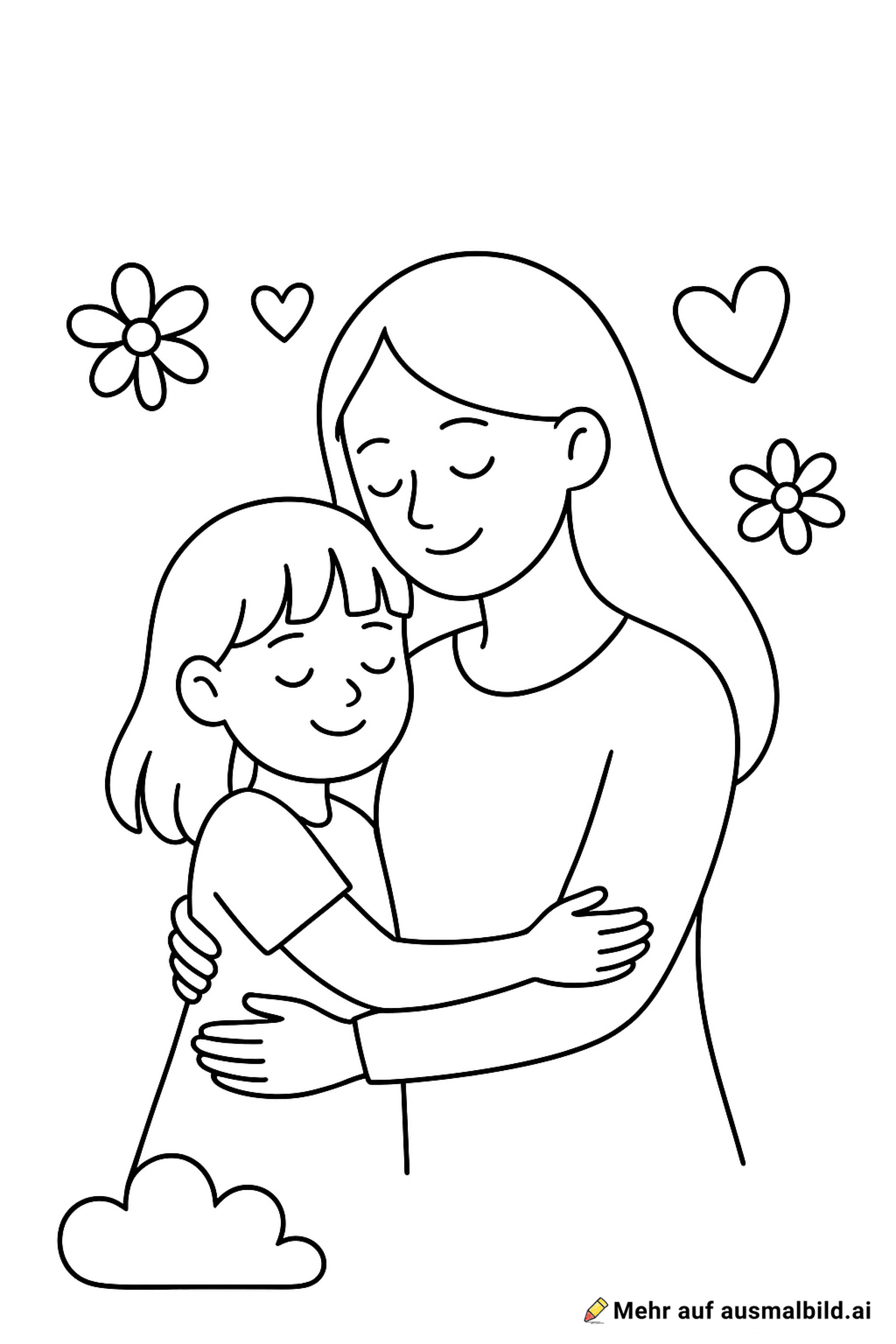 Muttertag mama mit langen haaren und mädchen mit mittelangen haaren haaren und stirnfranzen