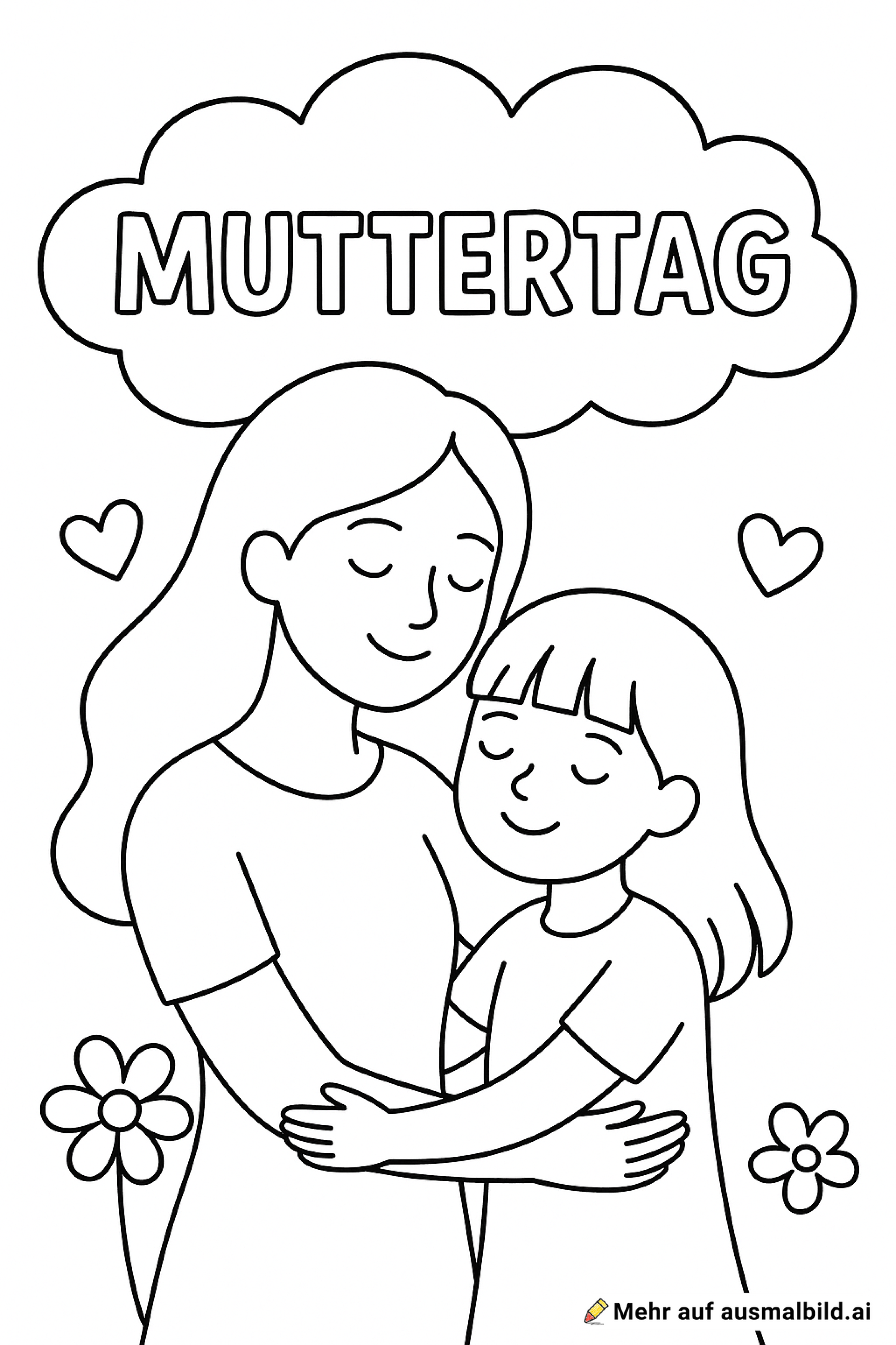 Muttertag mama mit langen haaren und mädchen mit mittelangen haaren haaren und stirnfranzen