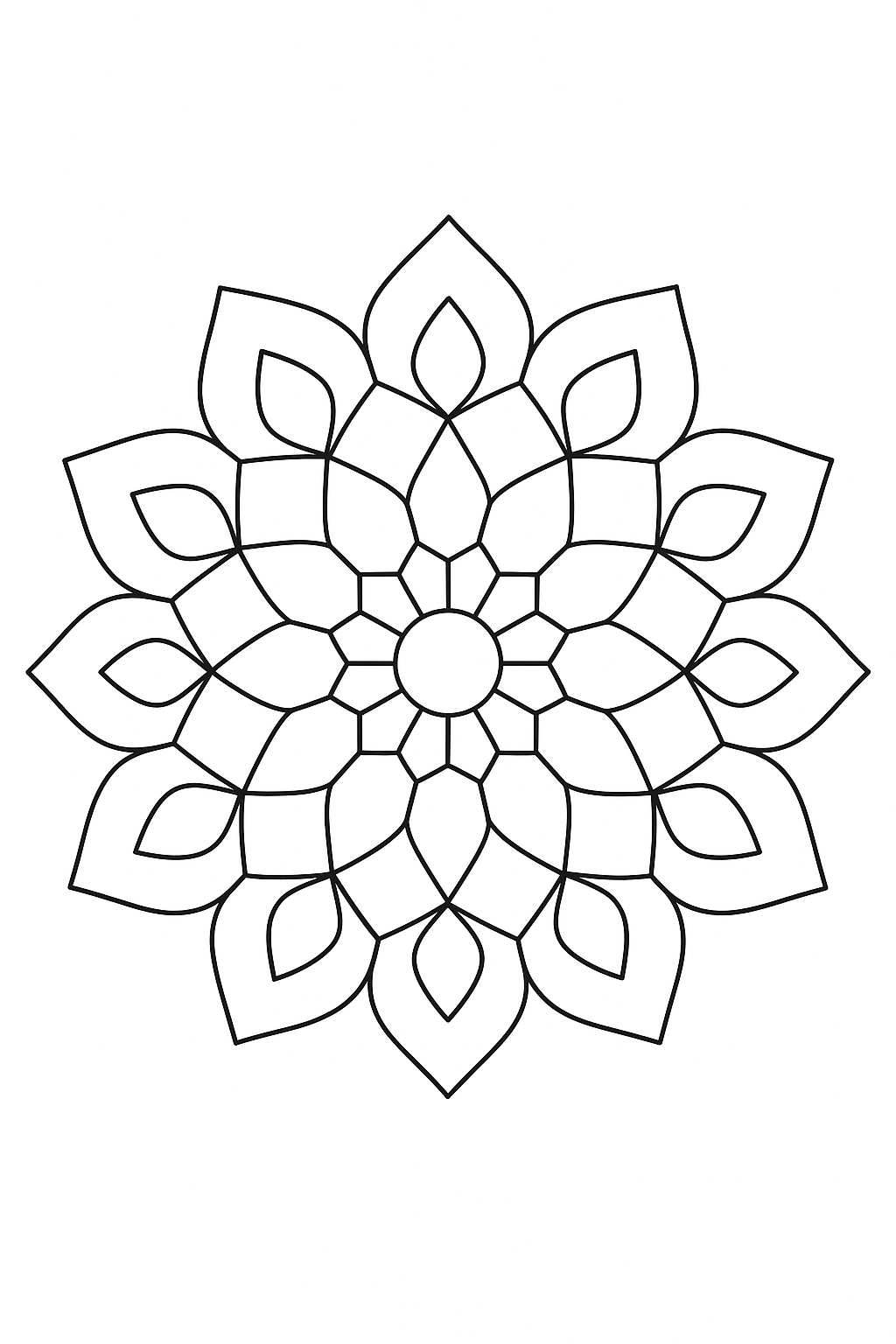 Einfaches Polygon Mandala Ausmalbild für Kinder