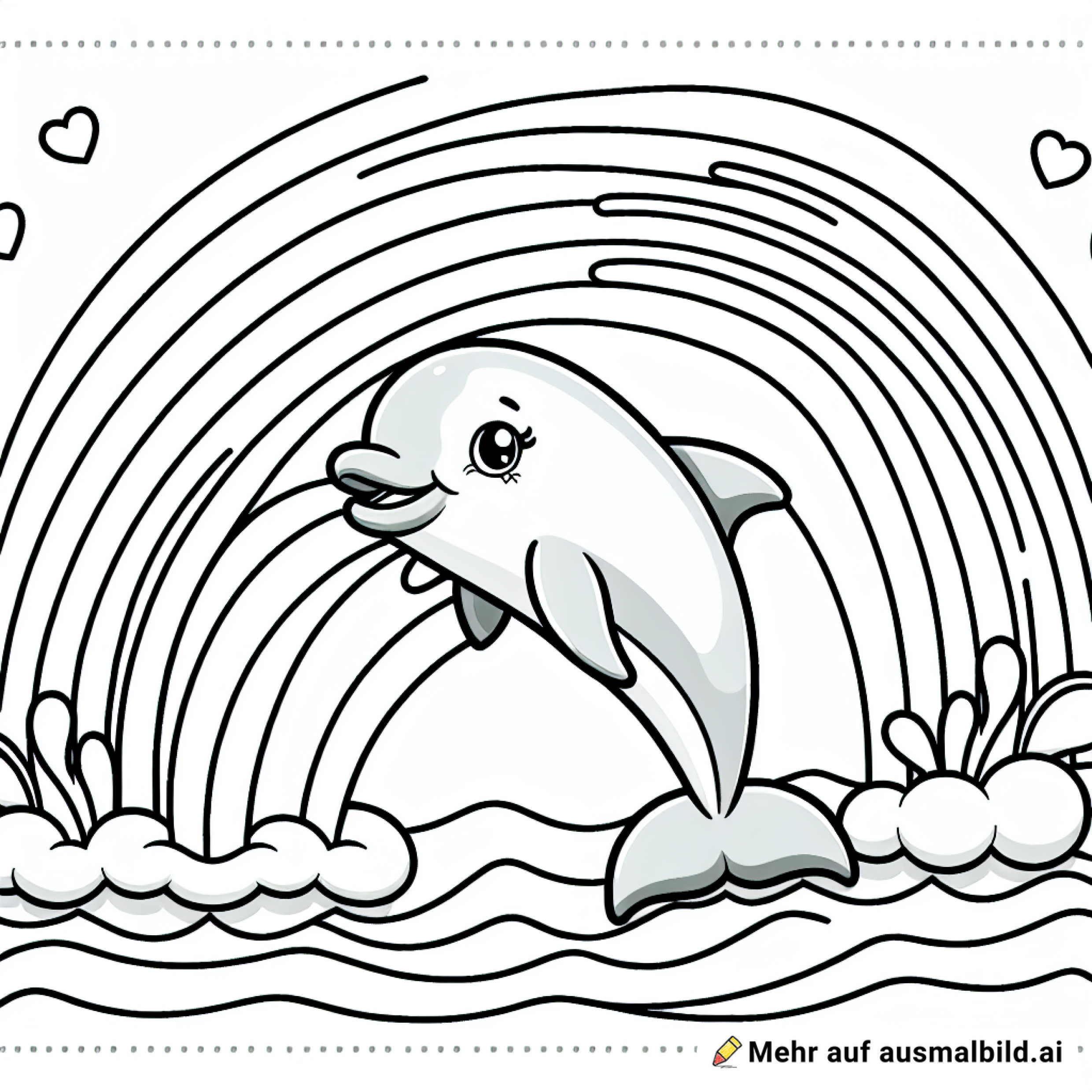 Delfin mit Regenbogen-Fontäne