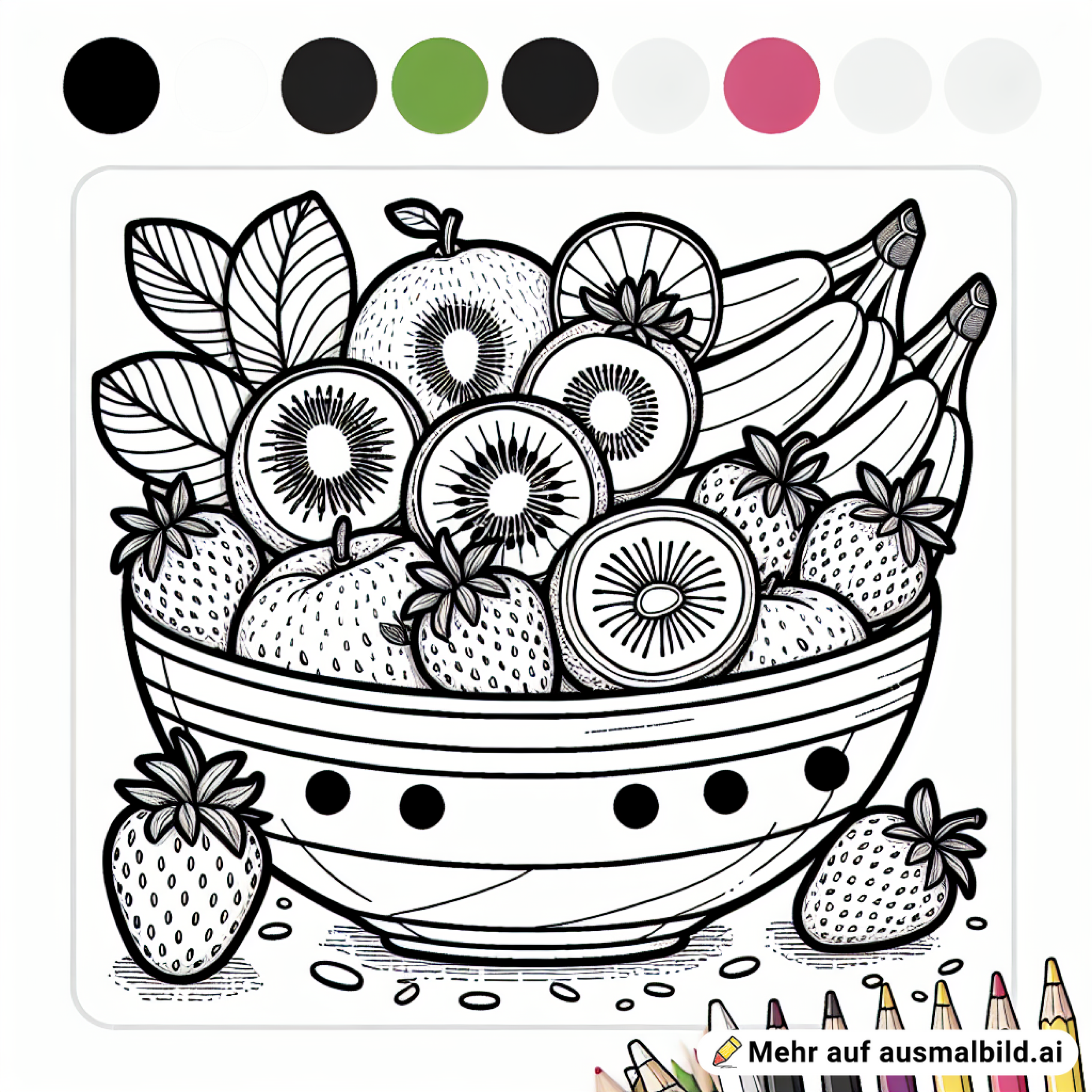 Obstschale mit Kiwis, Bananen und Erdbeeren
