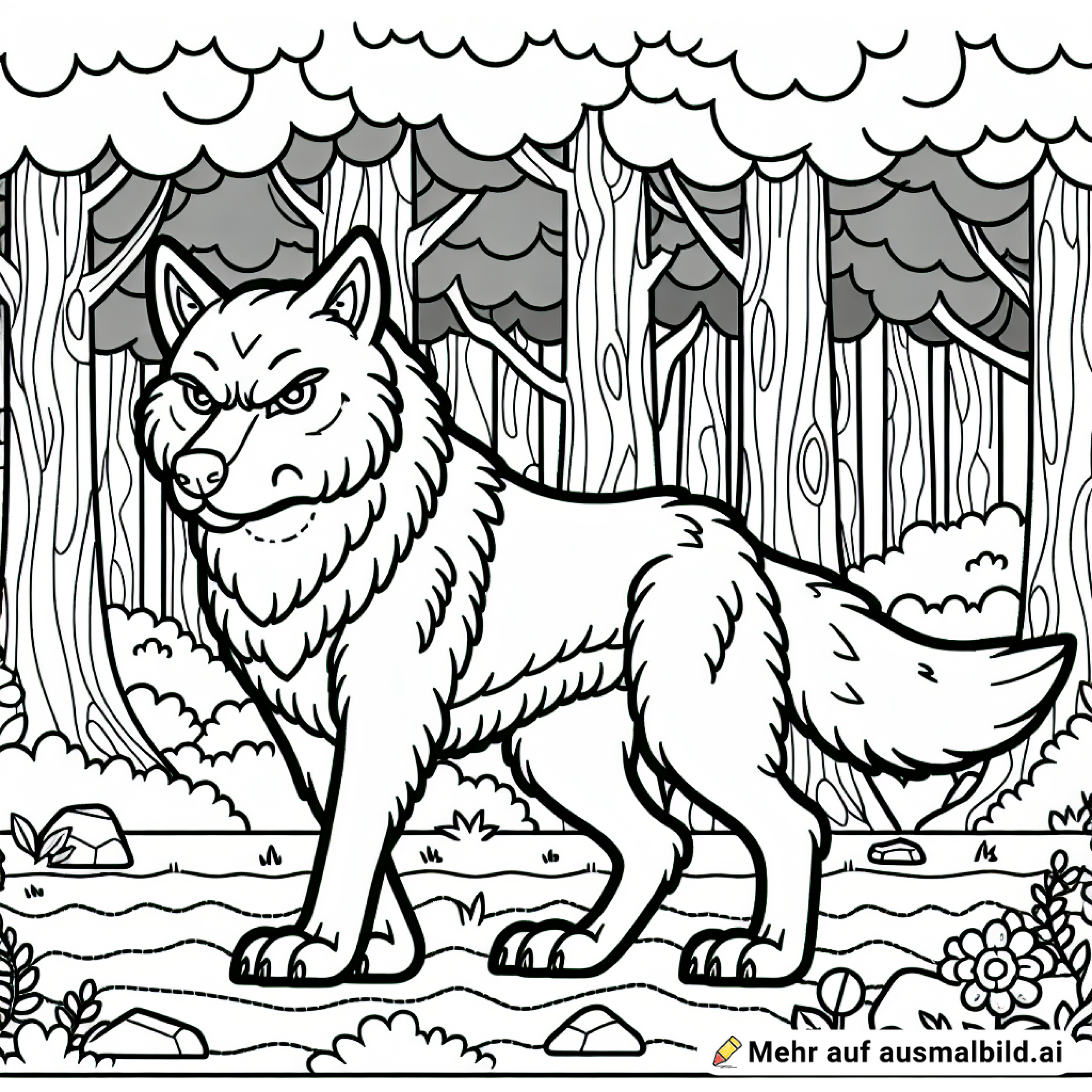 Böser Wolf im Wald