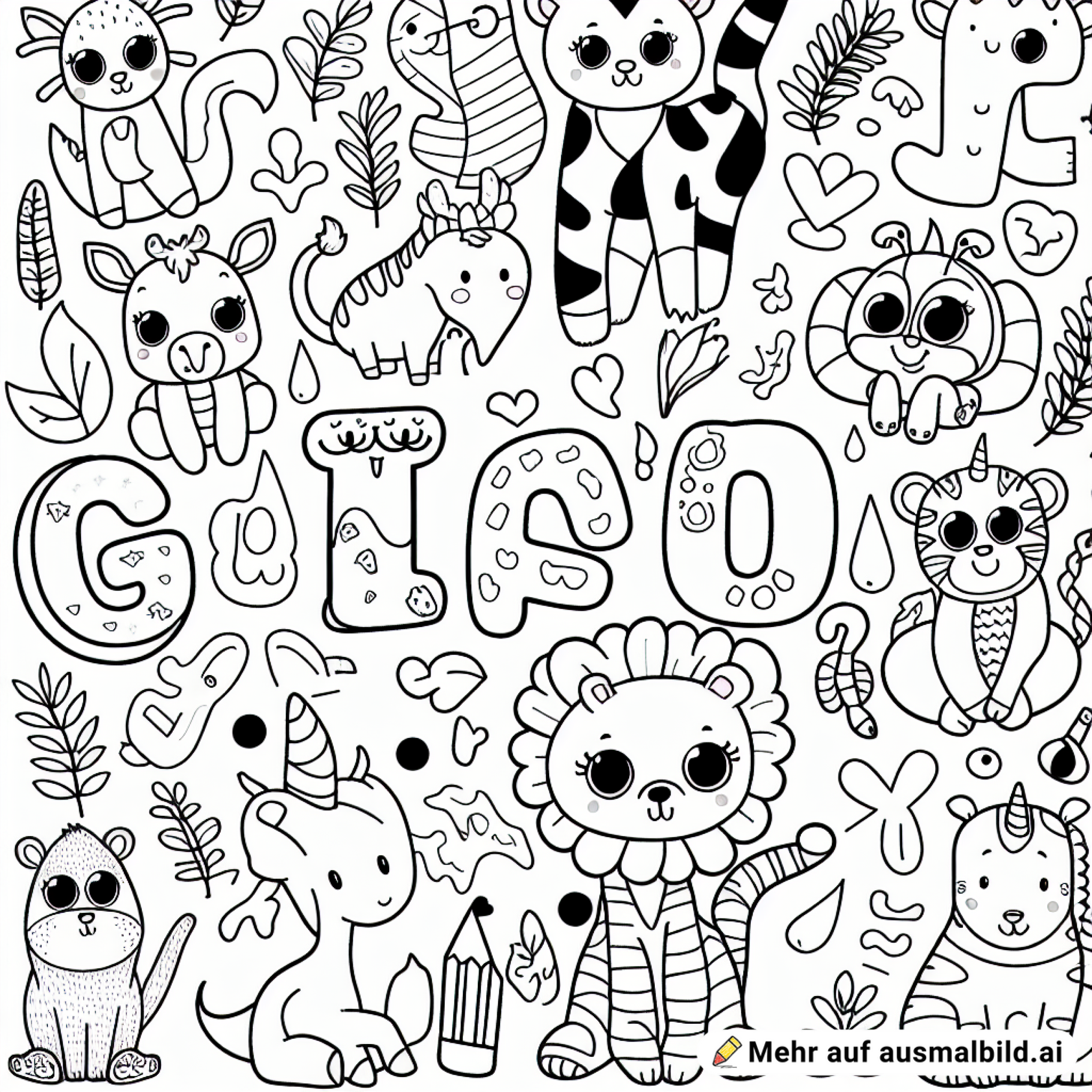 Buchstaben-Zoo mit Tieren in Buchstabenform