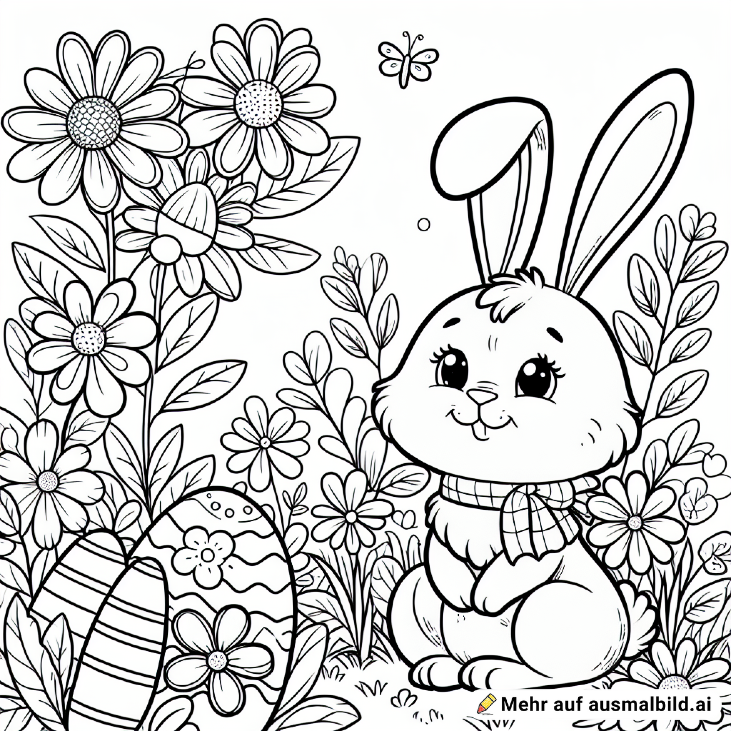 Osterhase in einer Blumenwiese